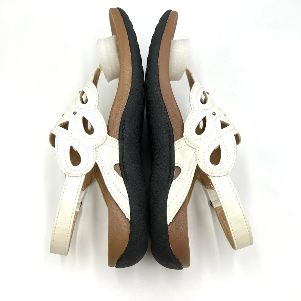 Rockport Womens Size 7 Ridge Sling Ivory‎ White Cutout Summer Sandals Shoes